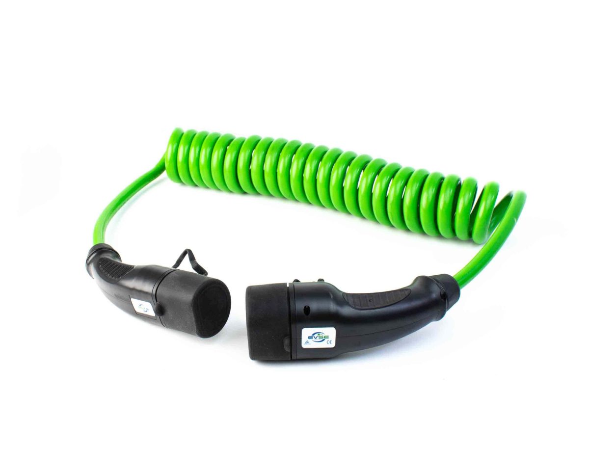 Hi-Vis Coiled Type 2 to Type 2 EV Charging Cable | 5 Metre | 7kW